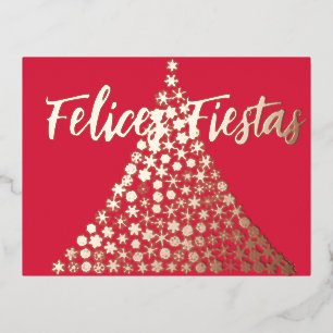 D'invitation À Feuilles D'aluminium Carte postale Felices Fiestas Script Holiday