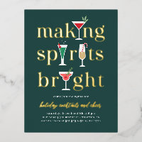 Cocktails de Noël Foil Carte postale