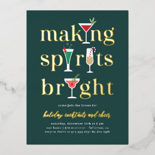 D'invitation À Feuilles D'aluminium Cocktails de Noël Foil Carte postale