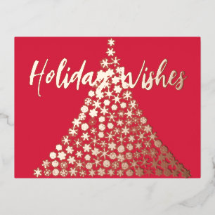 D'invitation À Feuilles D'aluminium Élégant Noël Script Vacances Carte postale