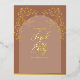D'invitation À Feuilles D'aluminium Mocha Mariage Foil Enregistrer la carte postale Da