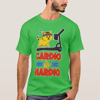dio is Hardio Funny Kawaii Cat on a Treadmill T-Shirt