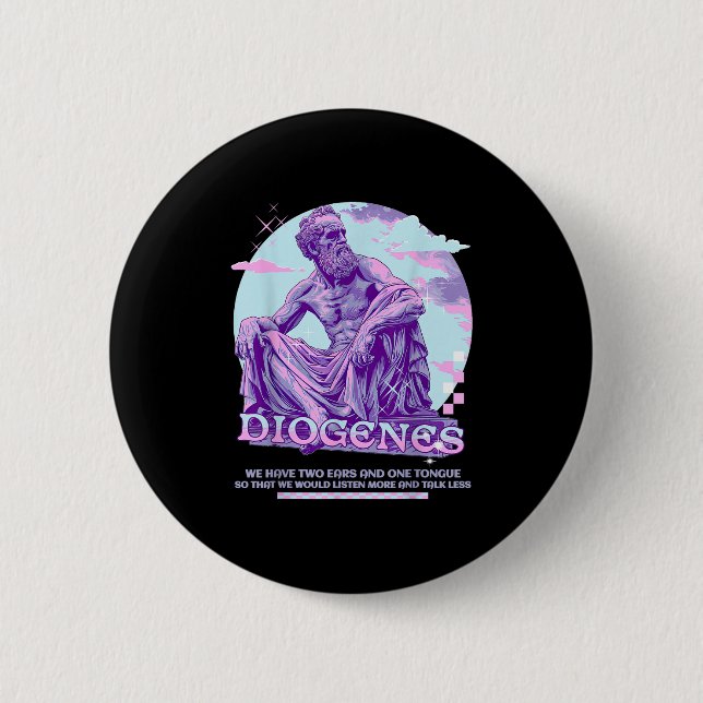 Diogenes Y2k Pastel Aesthetic Stoic Quote Funny St 2 Inch Round Button (Front)