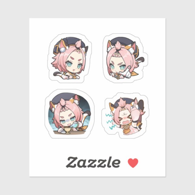 Diona Genshin Impact 4 Pack Sticker Sheet Extra Pa (Sheet)