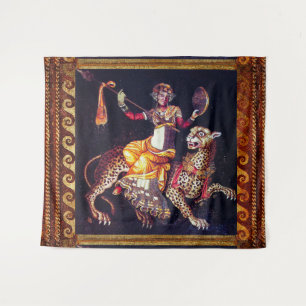 DIONYSOS WITH A SPEAR RIDING LEOPARD Greek Mosaic  Tapestry