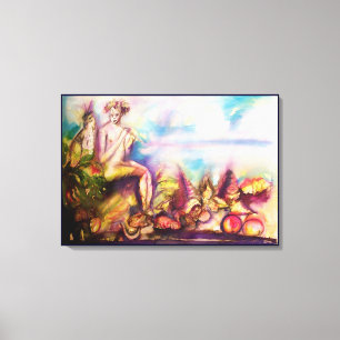 DIONYSUS ,Playing Flute with Sea shells and Fruits Canvas Print