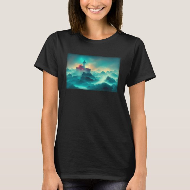 Diorama Of Castle On Clouds Lava Lamp Flowing Wate T-Shirt (Front)