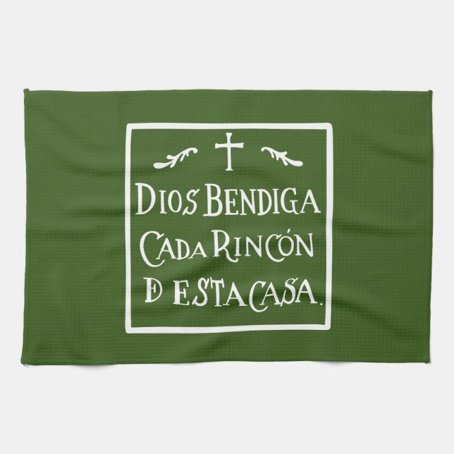 Dios bendiga cada rincon kitchen towel (Horizontal)