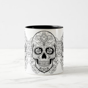Dios de los Muertos Skull Mug: Celebrate Life and  Two-Tone Coffee Mug