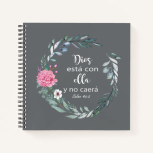 Dios está con ella y no caerá, Spanish Bible Quote Notebook