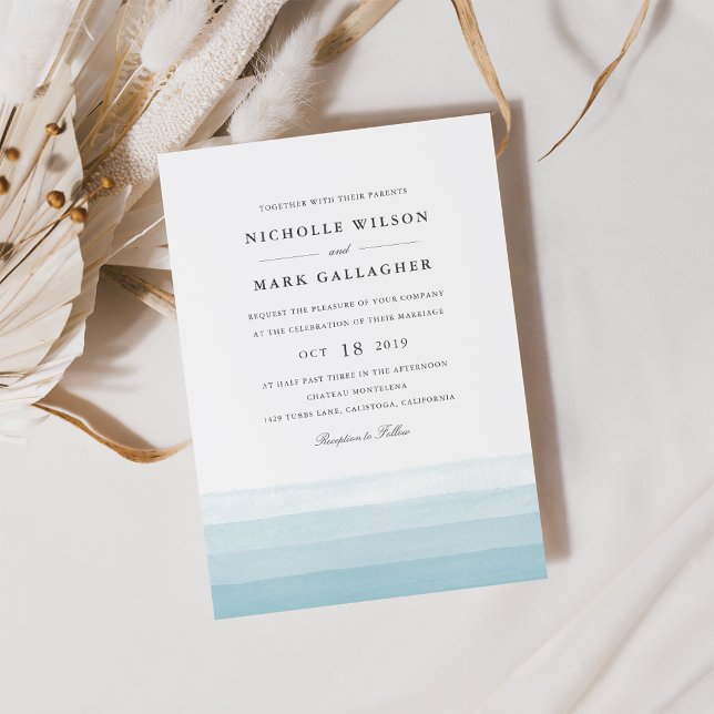 Dip Dye Watercolor Wedding Invitation | Aqua (Creator Uploaded)