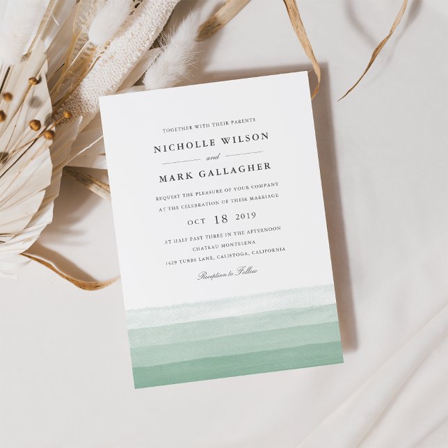 Dip Dye Watercolor Wedding Invitation | Fern (Creator Uploaded)