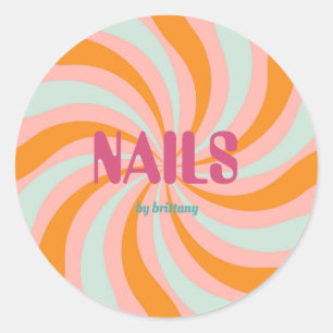 Dip Swirl Pattern Nail Salon  Classic Round Sticker