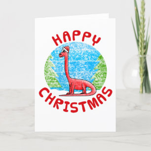 Diplodocus Dinosaur Christmas Card Funny