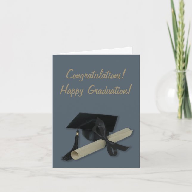 Diploma and Graduation Cap ( Mortar Board ) Card (Front)