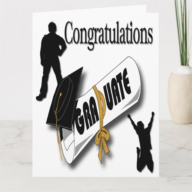 Diploma Black Grad Cap (Male) Big Graduation Greet Card (Front)
