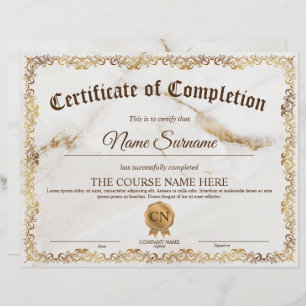 Diploma Certificate of Completion Award Course 