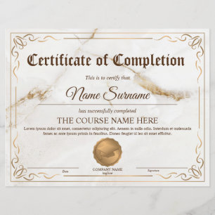 Diploma Certificate of Completion Award Course 