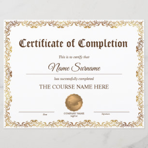 Diploma Certificate of Completion Award Course