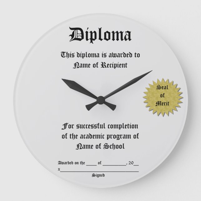 Diploma Large Clock (Front)