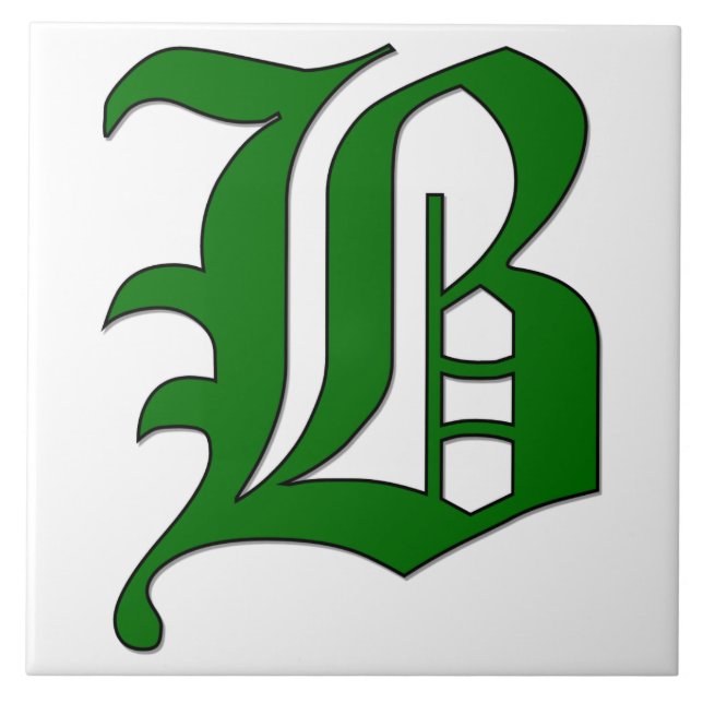 Diploma Letter B in Green Monogram Tile (Front)