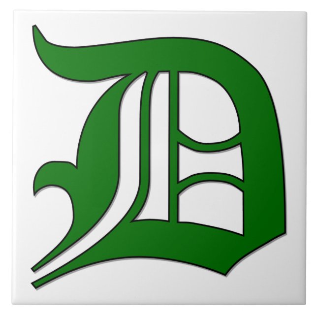 Diploma Letter D in Green Monogram Tile (Front)