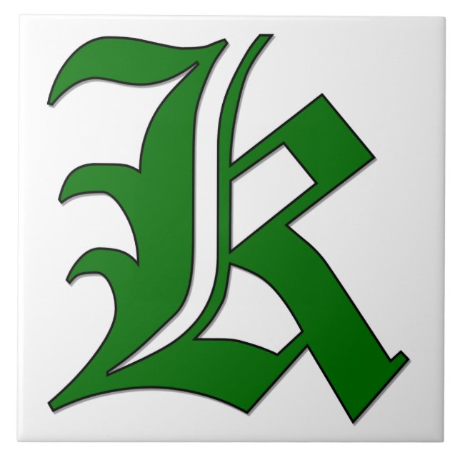 Diploma Letter K in Green Monogram Tile (Front)