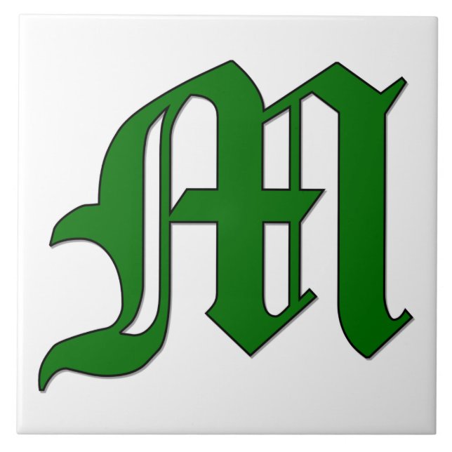 Diploma Letter M in Green Monogram Tile (Front)