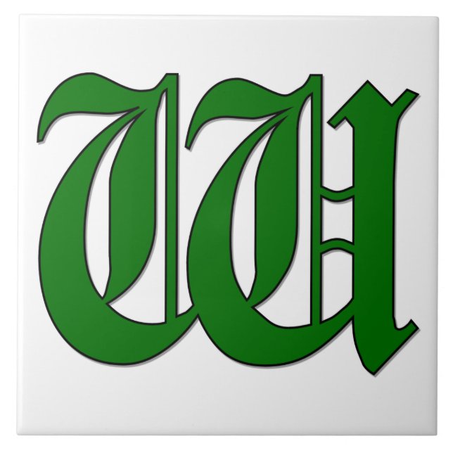 Diploma Letter W in Green Monogram Tile (Front)