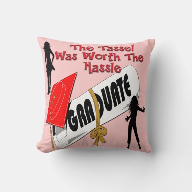 Diploma Red Grad Cap (Female) Throw Pillow (Front)