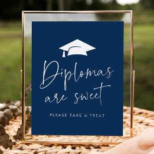 Diplomas Are Sweet Navy Graduation Party Foil Prints