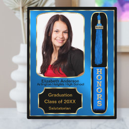 Diplôme avec honneur Plaque photo Bleu