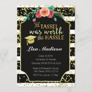 Diplôme Black and White Stripes Invitation