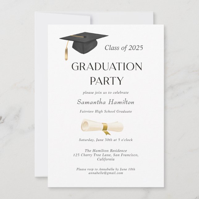 Diplôme de fin d'études Casquette Photo Invitation (Devant)