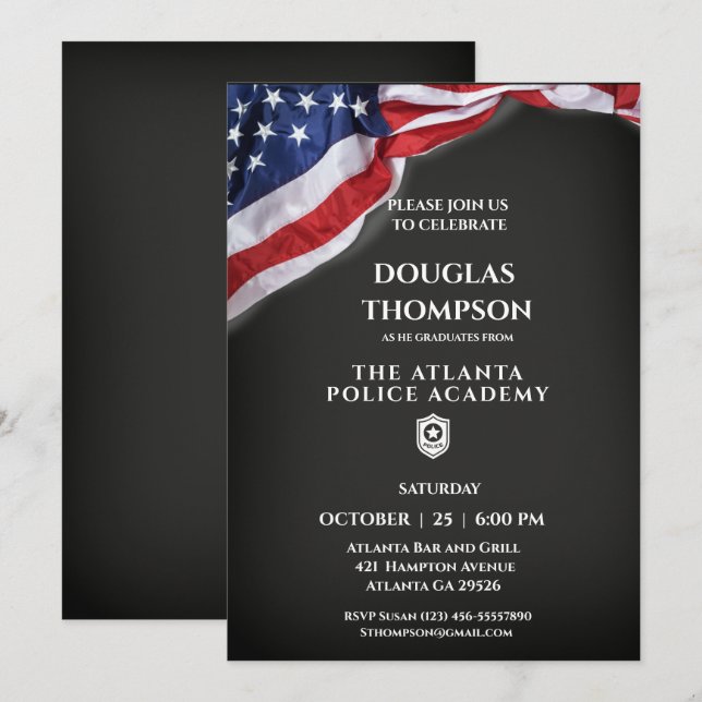 Diplômé de l'Académie de Police Invitation Drapeau (Devant / Derrière)