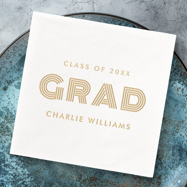 Diplôme de l'étudiant Classe de nom de l'année (Student graduation Grad name class of year Foil Napkins)