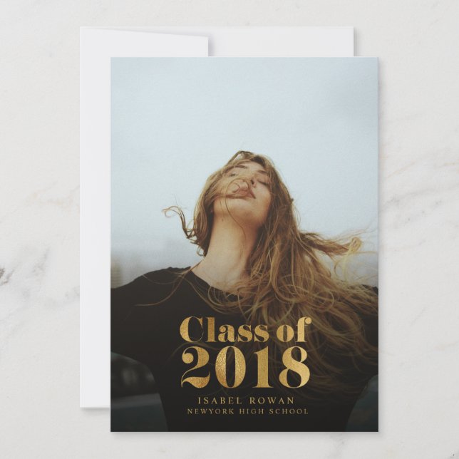 Diplôme d'or | Graduation Photo Faire-part (Devant)