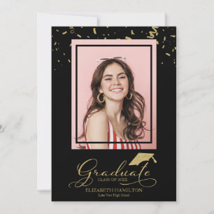 Diplômé Gold Confetti Grad Faire-part photo