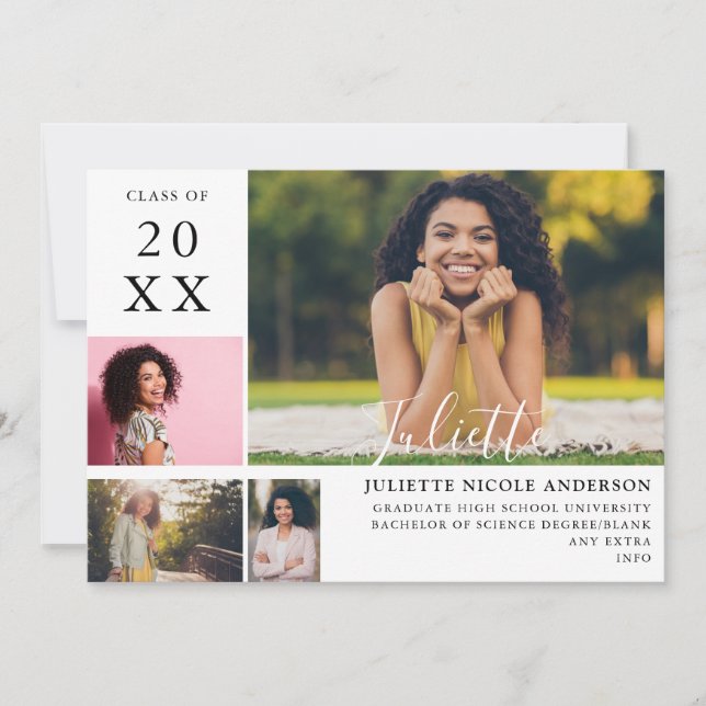 Diplômé Moderne Design élégant 4 Faire-part photo (Devant)