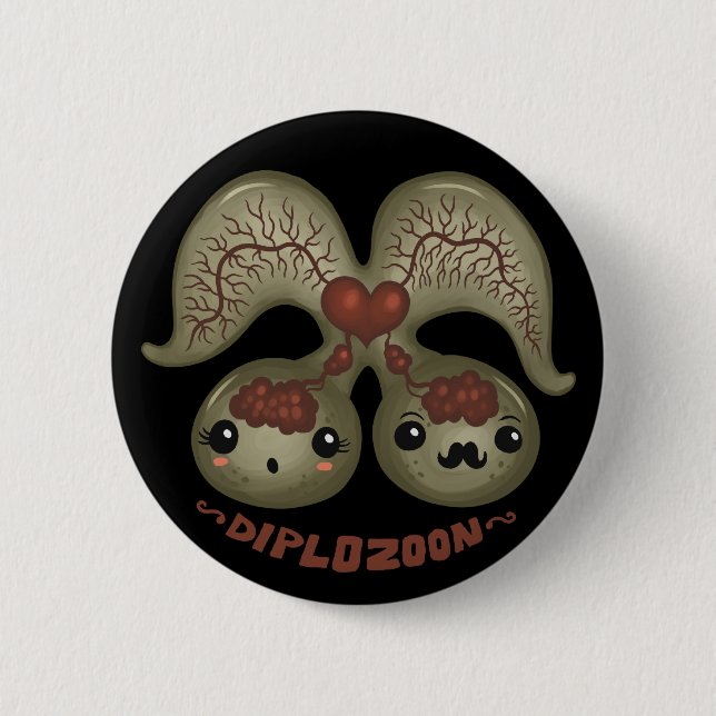 Diplozoon paradoxum 2 inch round button (Front)