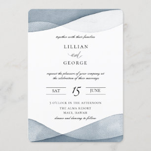 Dipped Blue Watercolor Wedding Invitation