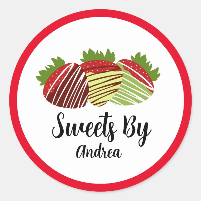 Dipped Chocolate Strawberry Sweets Shop Classic Round Sticker (Front)