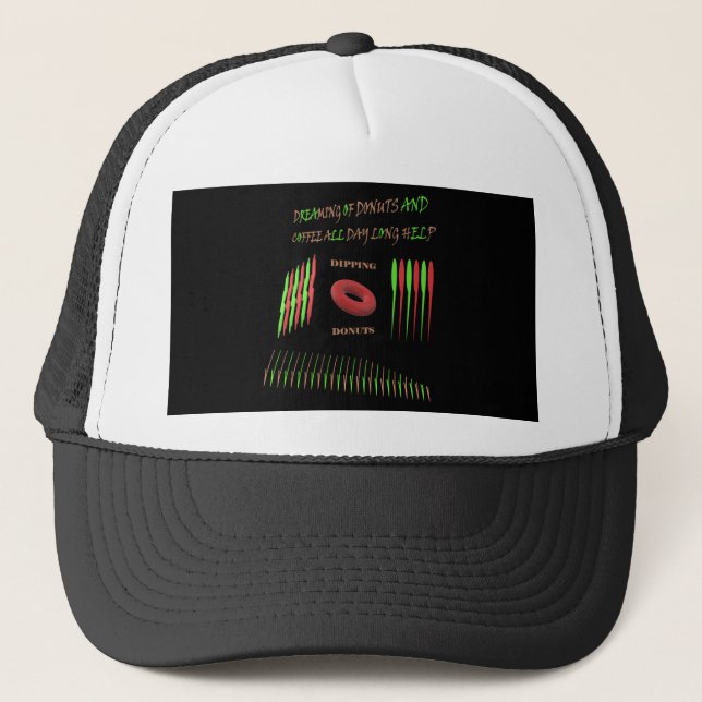 Dipping doughnuts design mixed colours trucker hat (Front)