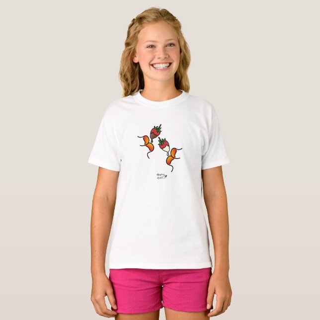dipping muackS!!! Strawberry and Chocolate Girl T-Shirt (Front Full)