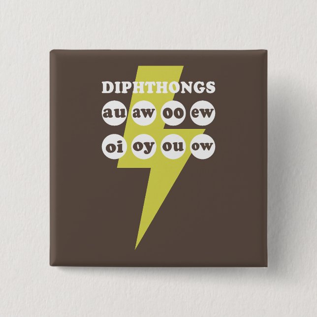 Dipthongs Learning English with phonics 2 Inch Square Button (Front)