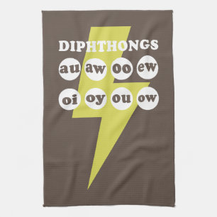 Dipthongs Learning English with phonics Kitchen Towel