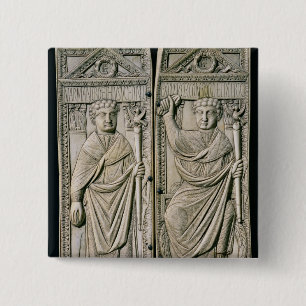 Diptych of Boethius  Consul in 487 AD 2 Inch Square Button