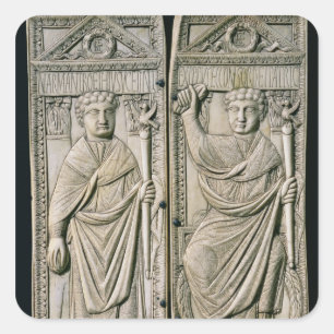 Diptych of Boethius  Consul in 487 AD Square Sticker