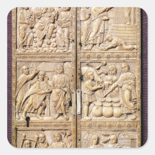 Diptych showing the Miracles of Christ Square Sticker