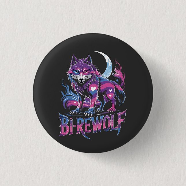 Dire Wolf Birewolf Bisexual LGBT 1 Inch Round Button (Front)